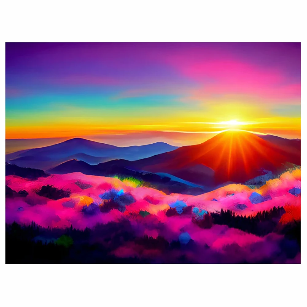 

DIY-5D Diamond Painting Scenery Colorful Dream Mountain Top Splicing Set All Diamond Embroidery Mosaic Picture Closed Home Decor