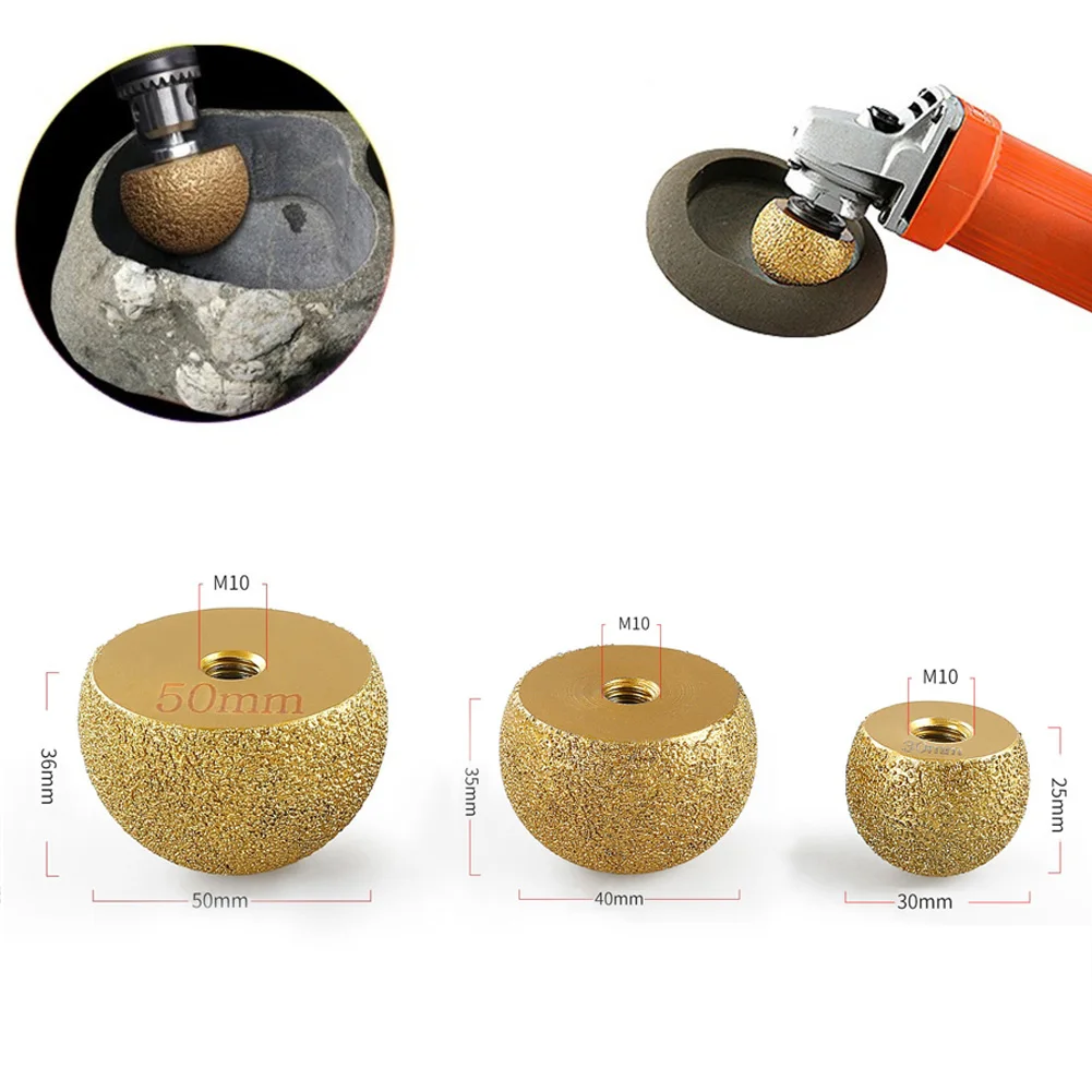 

1pc Diamond Brazed Round Grinding Head Abrasive Tools For The Internal Arc Grinding Of Stones Engraving Tool Heads Mushroom Head
