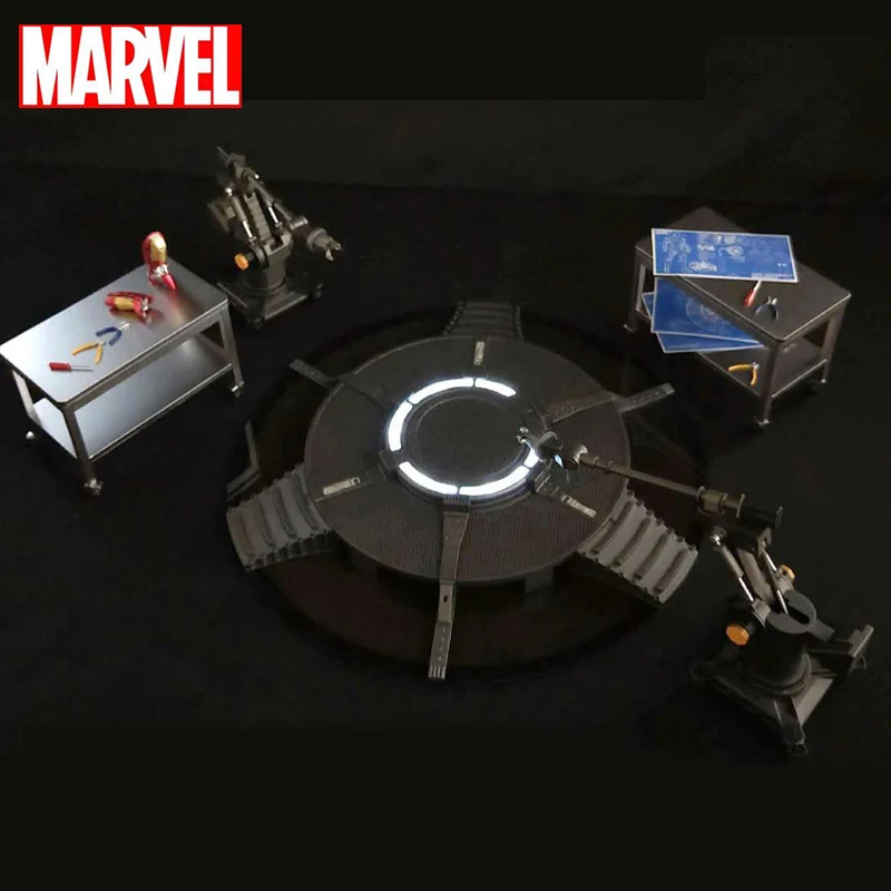 

1/12 Tony Stark Iron Man 6-inch Round Platform Hangar Workbench Boxed Figure Suit For 6inch Iron Figma Model Marvel Toys