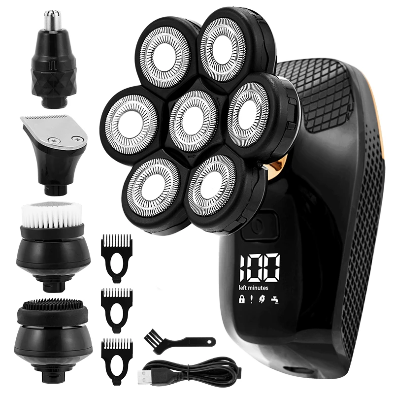 

Мужской триммер для волос 5 в 1, с 7 лезвиями и плавающей головкой