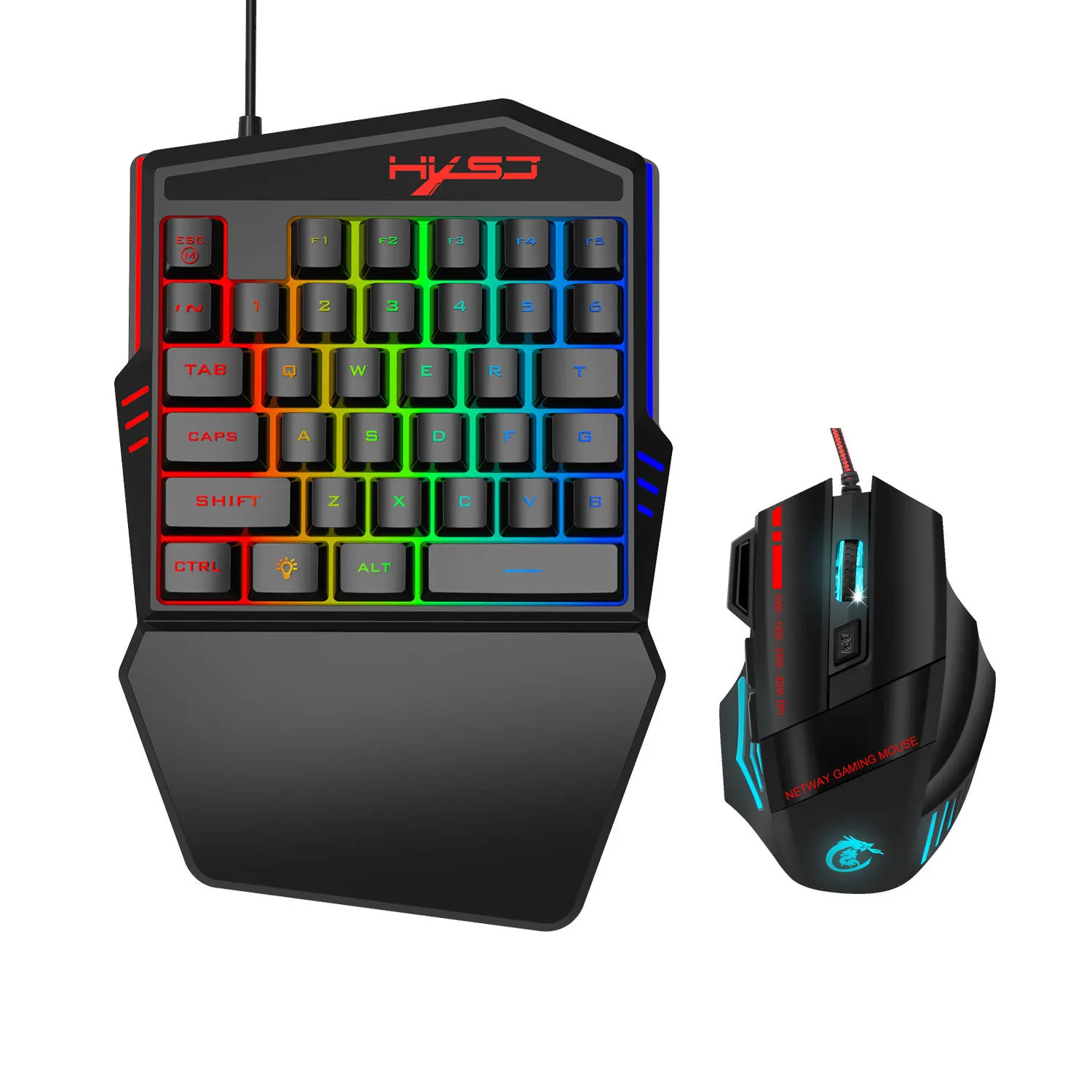 

Gaming Keyboard One-Handed RGB Backlit 35 Keys Portable Colorful Rechargeable 2000mAh Battery Keyboard for PS4,Laptop,PC Gamer