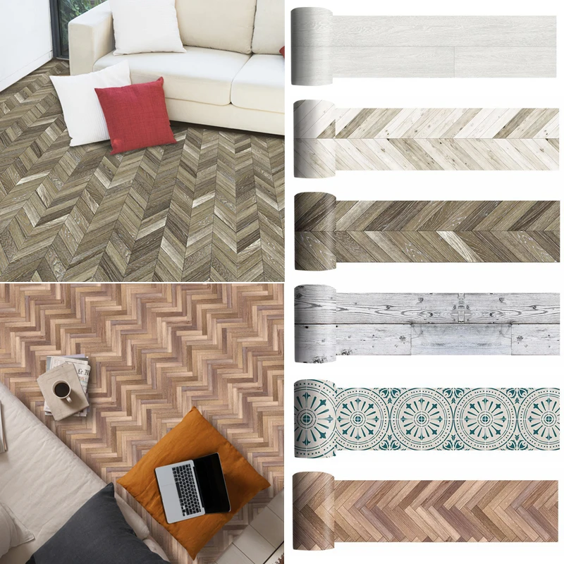

3M/Roll Self Adhesive PVC Floor Paper Vintage Brick Pattern DIY Floor Sticker Retro Hotel Bedroom Ground Decal Floor Sticker