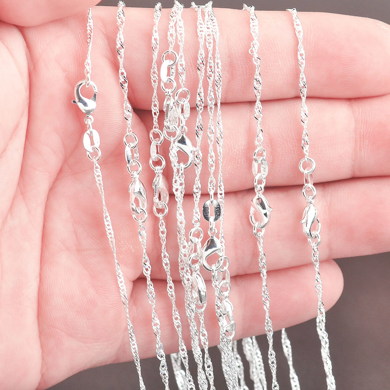 Высшее качество подлинное 925 Стерлинговое Серебро водная волна Сингапурское