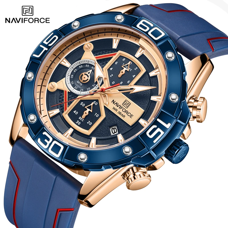 

Luxury Brand NAVIFORCE Men's Watch Complete Calendar Pointer Luminous Watches Leisure Sports Silicone Wristband Waterproof Clock