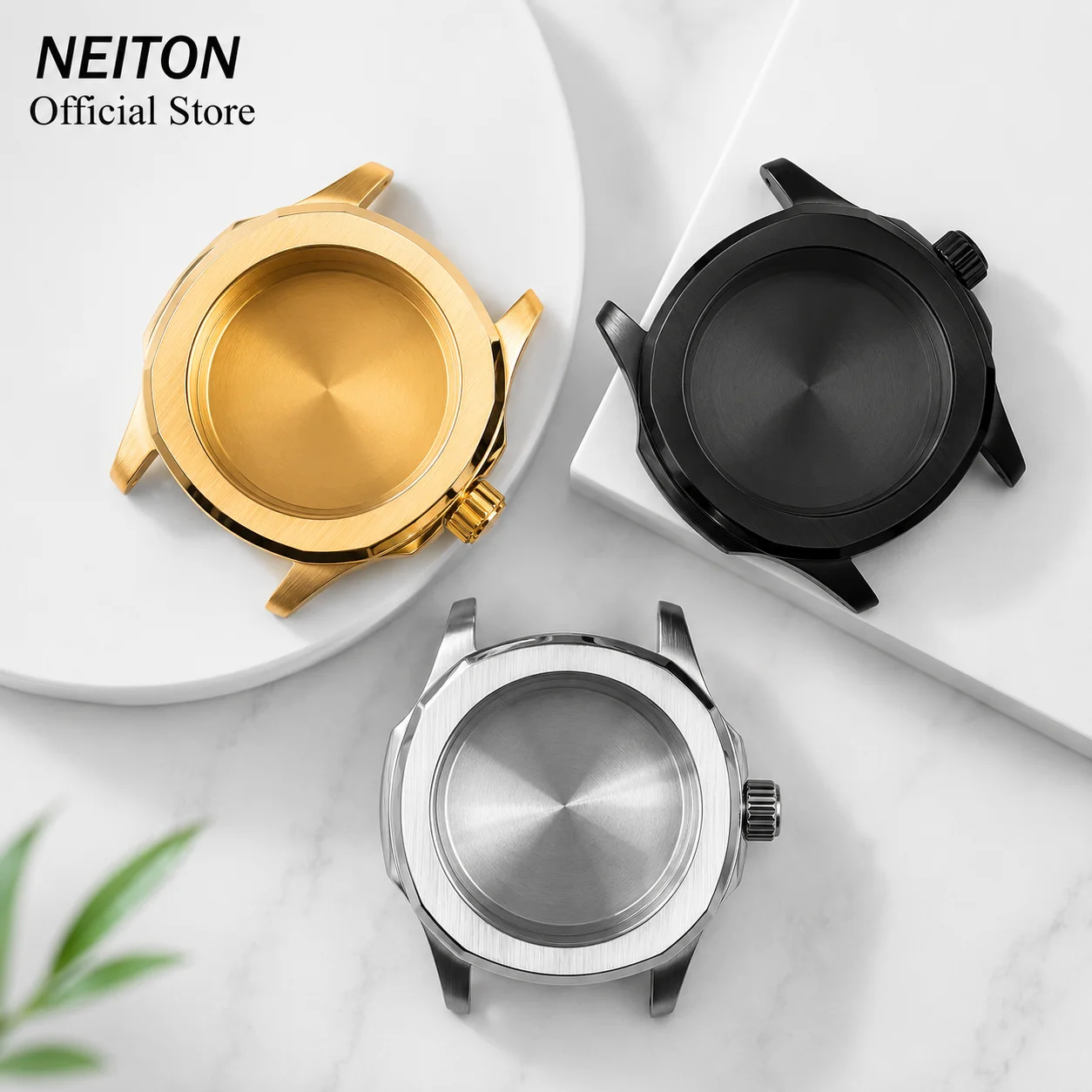 Фото Квадратный корпус часов NEITON 40 мм, розовое золото, серебро, черный PVD, сапфировое стекло, подходит для автоматического механизма NH35 NH36 №1