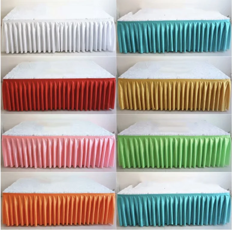 Юбки для стола из ледяного шелка свадебная юбка скатерти покрытие сцена белый