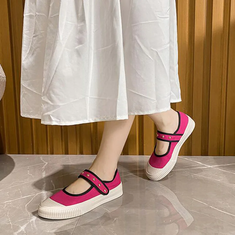 Brand Mary Jane Shoes Thick-soled Canvas Shoes Women Retro Rivet Lolita Shoes Japanese Jk Uniform Original Girl College Style