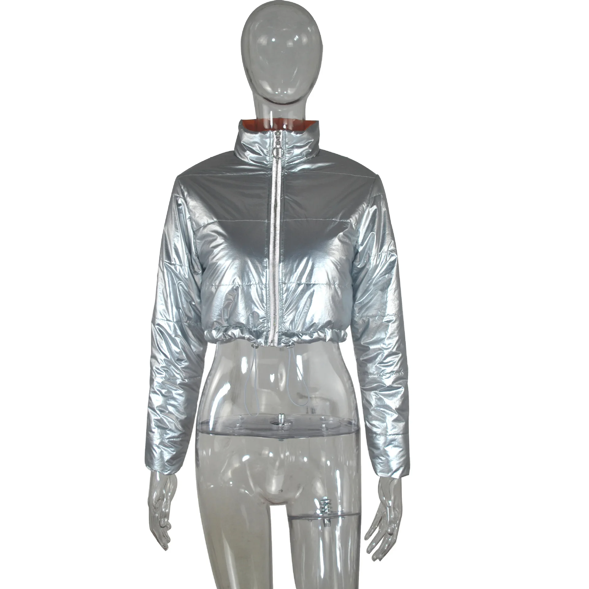 Autumn and Winter European and American Women's Jackets Amazon's New Warm Shiny Stand-up Collar Short Bread Jacket Down Jacket