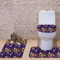 Halloween Pumpkin candy pattern thickened Flannel non-slip bathroom mat profile toilet seat carpet set 3-piece