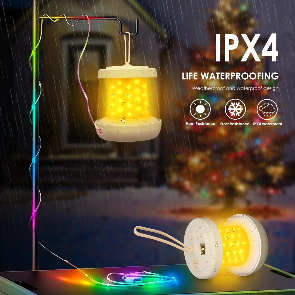 UniqueFire Портативные гирлянды 2 в 1 уличные для кемпинга перезаряжаемые 3 режима