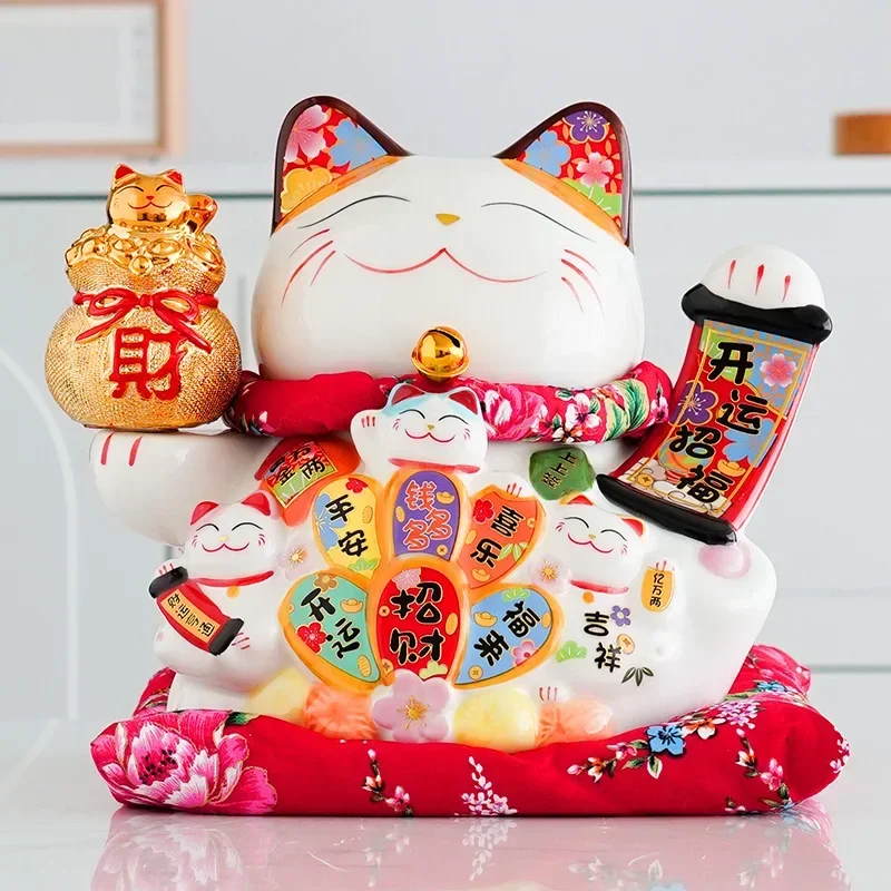 9 5-дюймовый керамический орнамент Макаки Неко фэн-шуй Lucky Fortune Cat копилка
