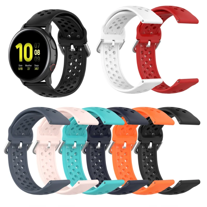 

Silicone Band for Samsung Galaxy Watch 4 Classic Amazfit GTS 2/2e Mini 3 GTR 3 Pro 20 22MM Breathable Strap Smart Watch Band