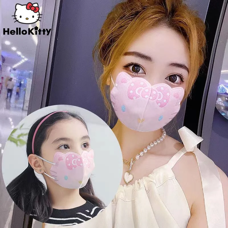 

100pcs Sanrio Hello Kitty Graphic 3D Disposable Dust-proof Adult Child Kawaii Three-layer Protection Safe Breathable Face Decor