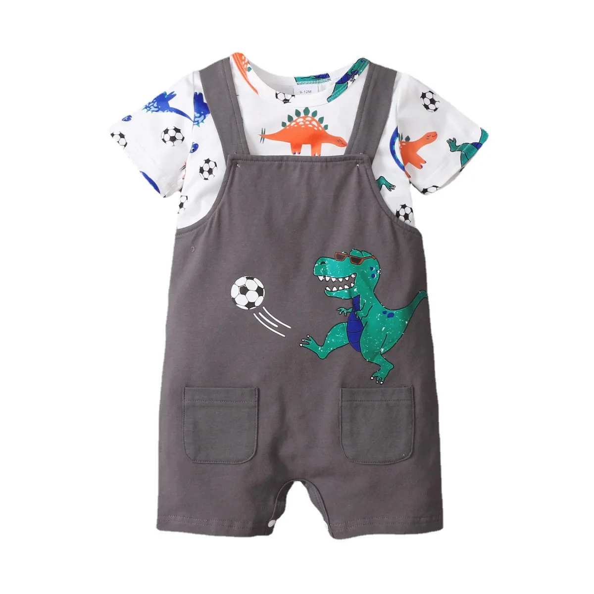 

Baby Boy Summer Clothes 2022 Cartoon Dinosaur T-shirts Tops + Overalls 2PCS Infant Outfits Kids Bebes Jogging Suits Tracksuits