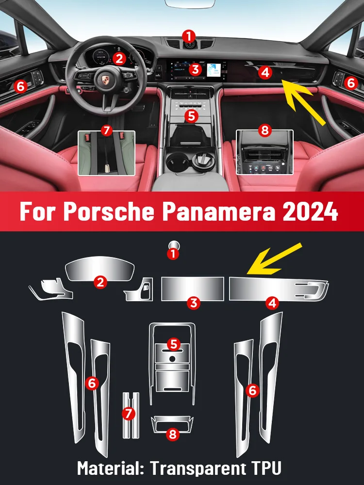 Автоматический центральный экран управления, ТПУ, навигация, защита от царапин, внутренняя защитная пленка, GPS-навигация для PORSCHE PANAMERA 2024,