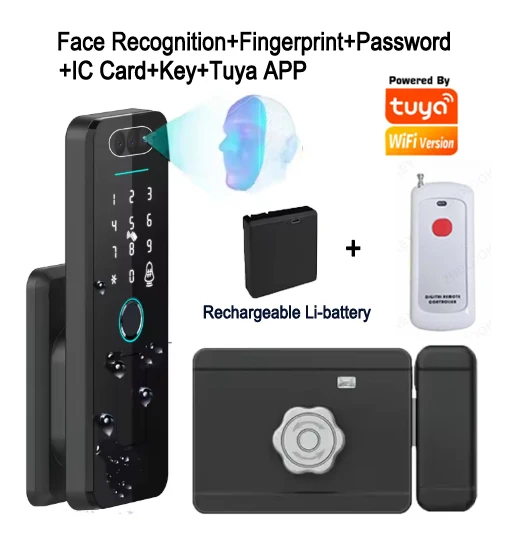 

Умный замок для ворот Juheenda, черный, с распознаванием лиц