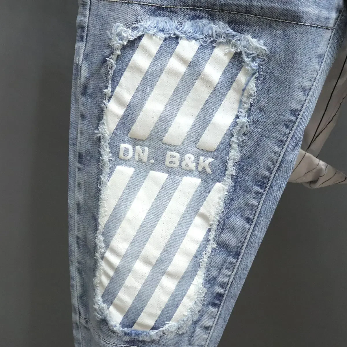 Джинсы мужские с графическим принтом укороченные ковбойские брюки карманами в