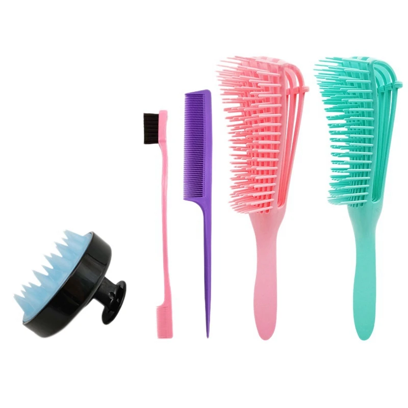 

5Pcs Detangling Brush Detangler Brush For Dry And Wet Hair Detangling Hair Comb Set Shampoo Massage Brush Hair Tip Comb