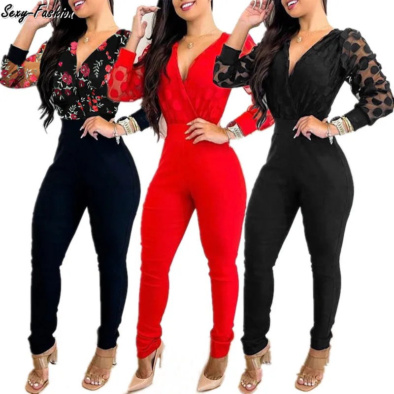

Somoshein Patchwork Women High Waist Long Jumpsuits Evening One Piece Ladies Elelgant Spring Outfit Wholesale Dropshipping