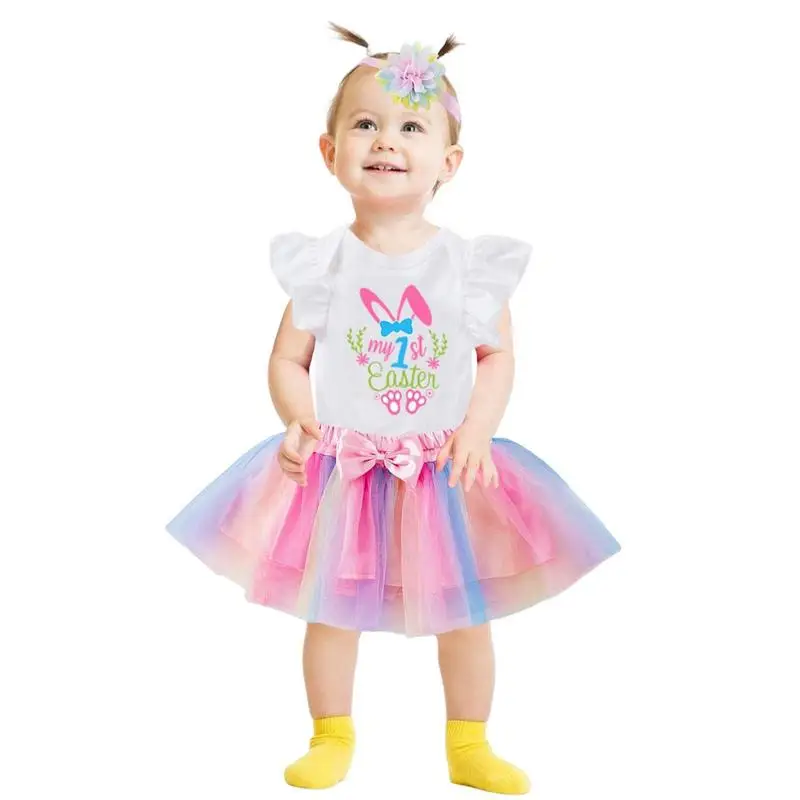 

Easter Tutu For Baby Infant Baby Girl Easter Rainbow Outfit Romper Tulle Tutu Dress Suit Baby Girl Easter Clothes Outfits