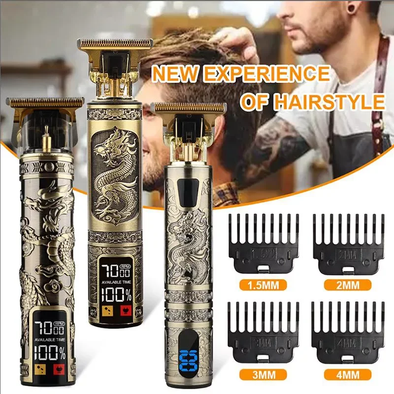 

Hot Sale Vintage T9 Cordless Hair Cutting Machine Professional Hair Barber Trimmer For Men Clipper Shaver Beard Lighter