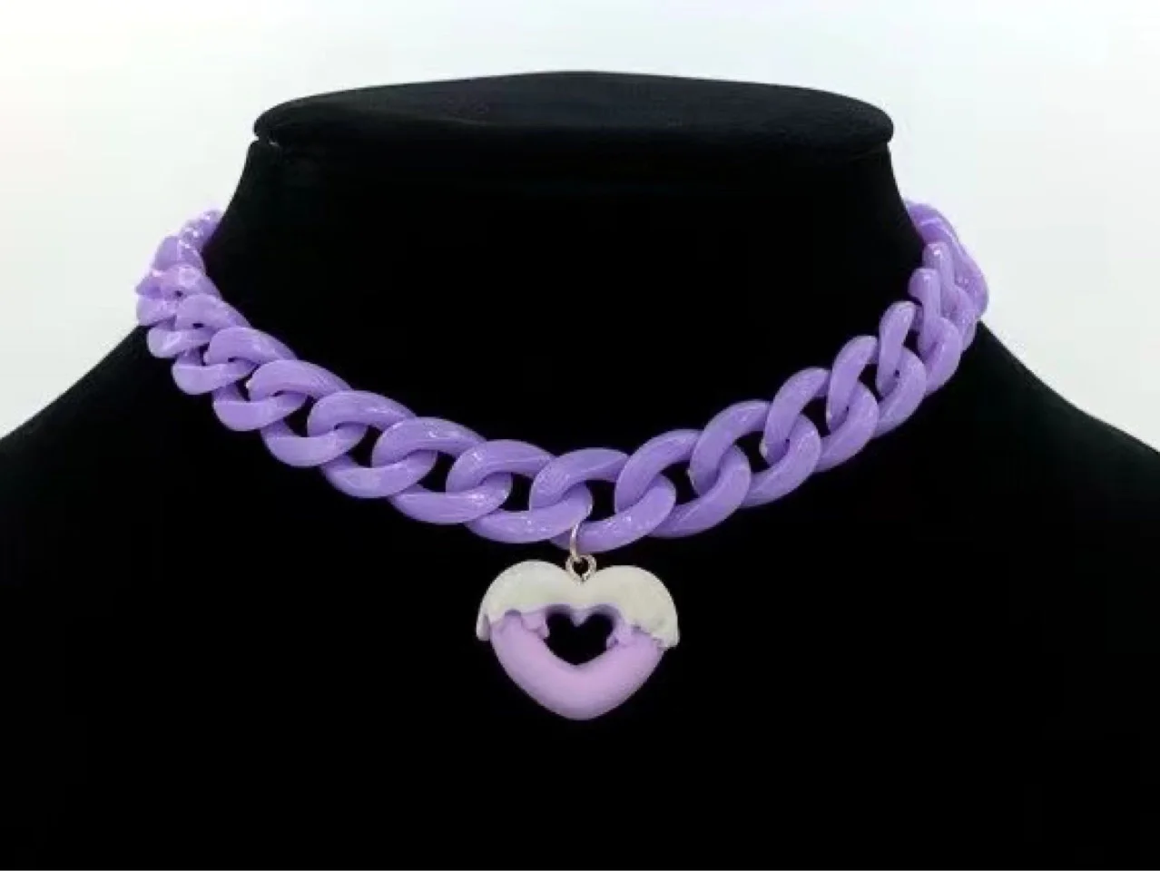 

Purple love necklace acrylic chain ins net red girl disco personality versatile Necklace neckchain
