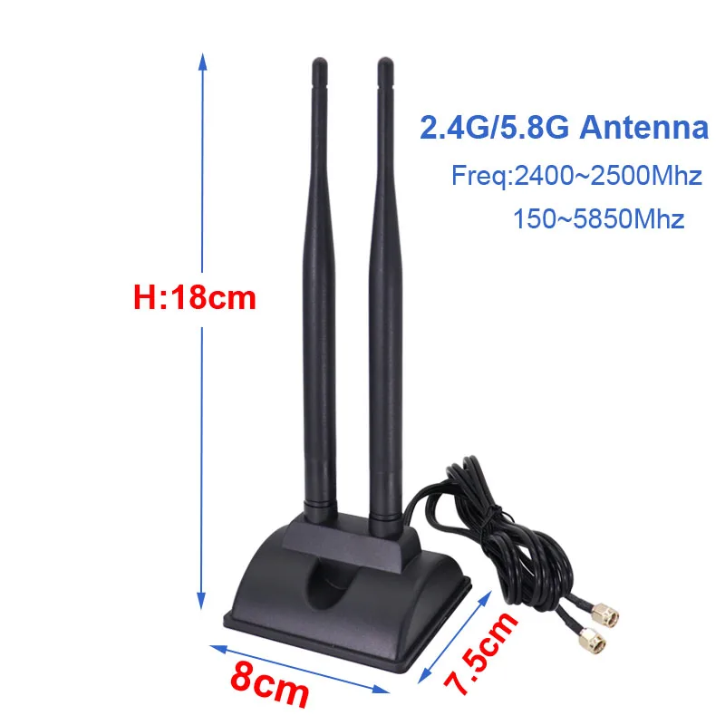Dual Band 2.4G 5.8G WiFi Omni Antenna High Gain Indoor Router Antenna With 2pcs RPSMA male Connector