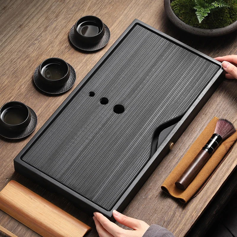 

Chinese Kungfu Tea Ceremony Tray Ujin Stone Small Drainage Rectangle Tea Tray Luxury Plateau En Bois Household Teawear