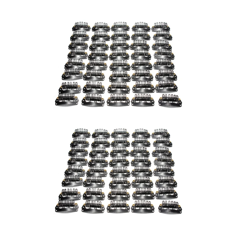 

TOP 80Pcs U-Shaped Clamp For Hair Extensions Wig Clips DIY Comb Black Frame