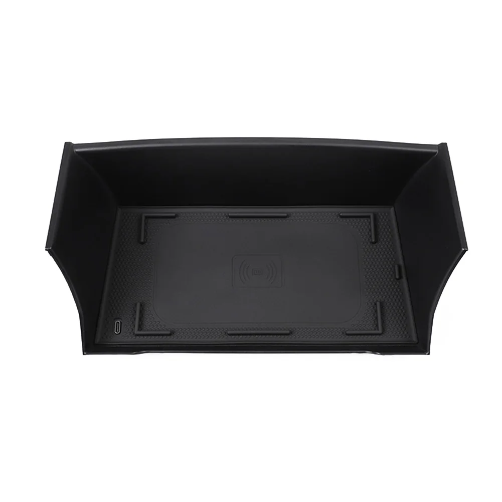 

Car Central Control Storage Box Perfect Match Wireless Charger ABS Black Central Storage Box Direct Mount Easy Installation
