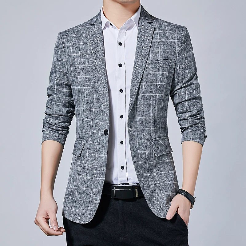

DYB&ZACQ Autumn Business Single West Jacket British Plaid Small Suit Men Leisure Large Suit Jacket Men Slim Suit 4XL 5XL