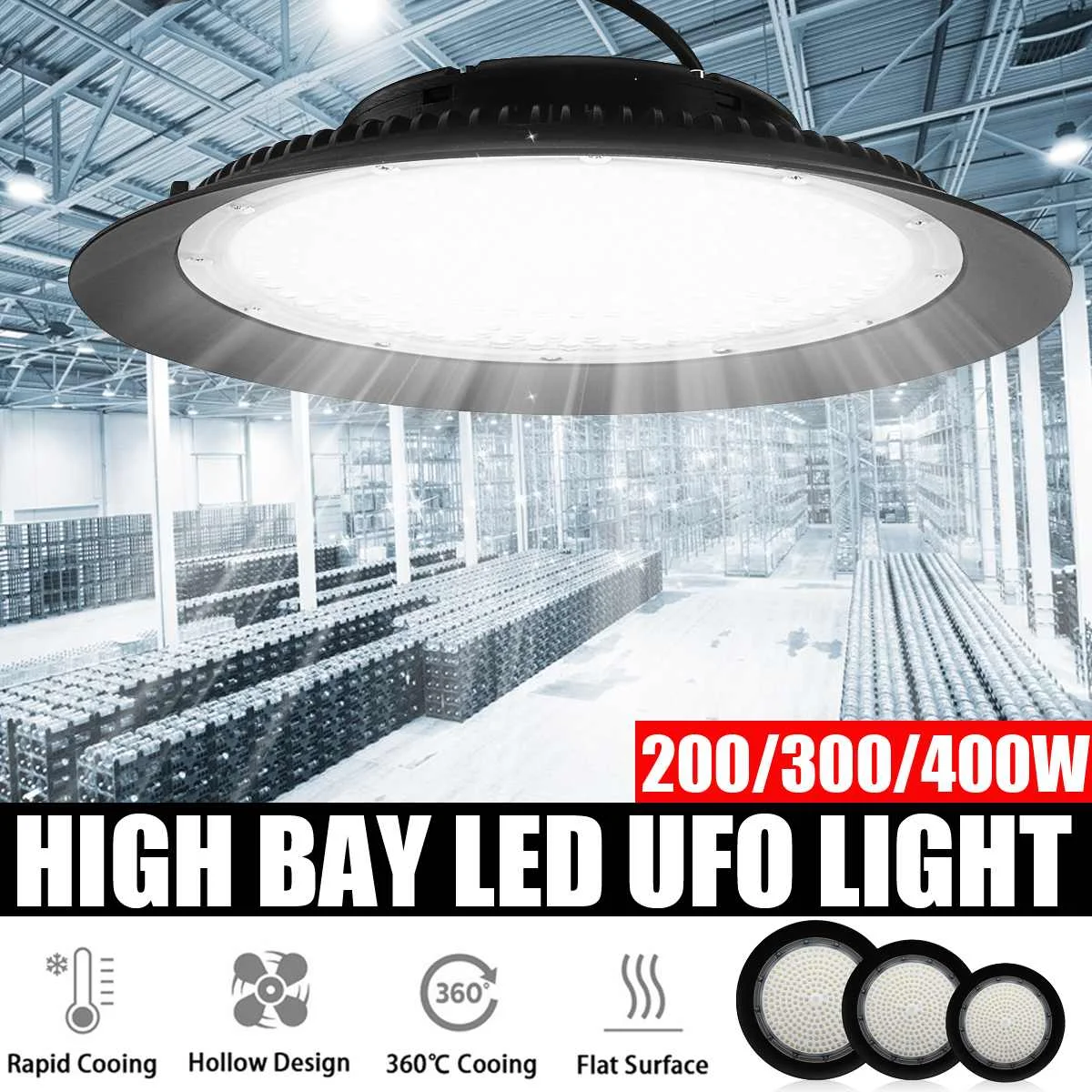 

LED High Bay Light 200W 300W 500W AC220V High Brightness Industrial Lighting 6500K Workshop Warehouse Garage LED UFO Lamp