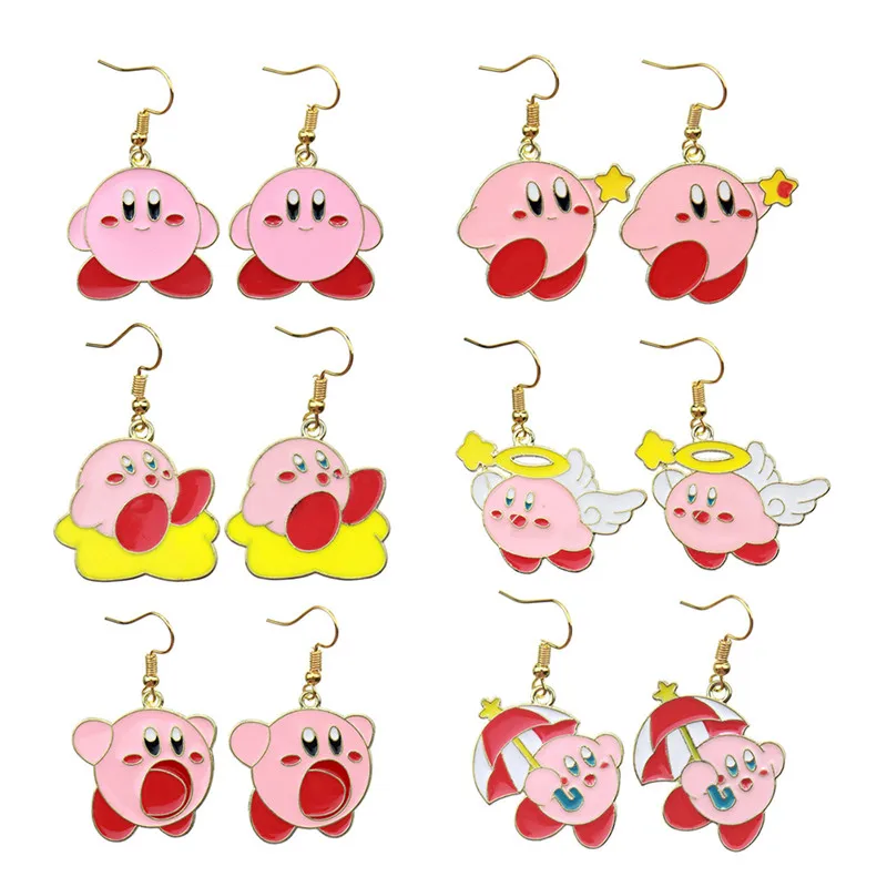 Серьги из серии Kirby мультяшная аниме звезда Kawaii металлические ушные крючки
