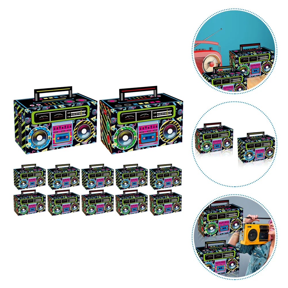 

12pcs 80s Theme Party Decorations Candy Boxes Party Favors 80's Cassette Tape Buckets