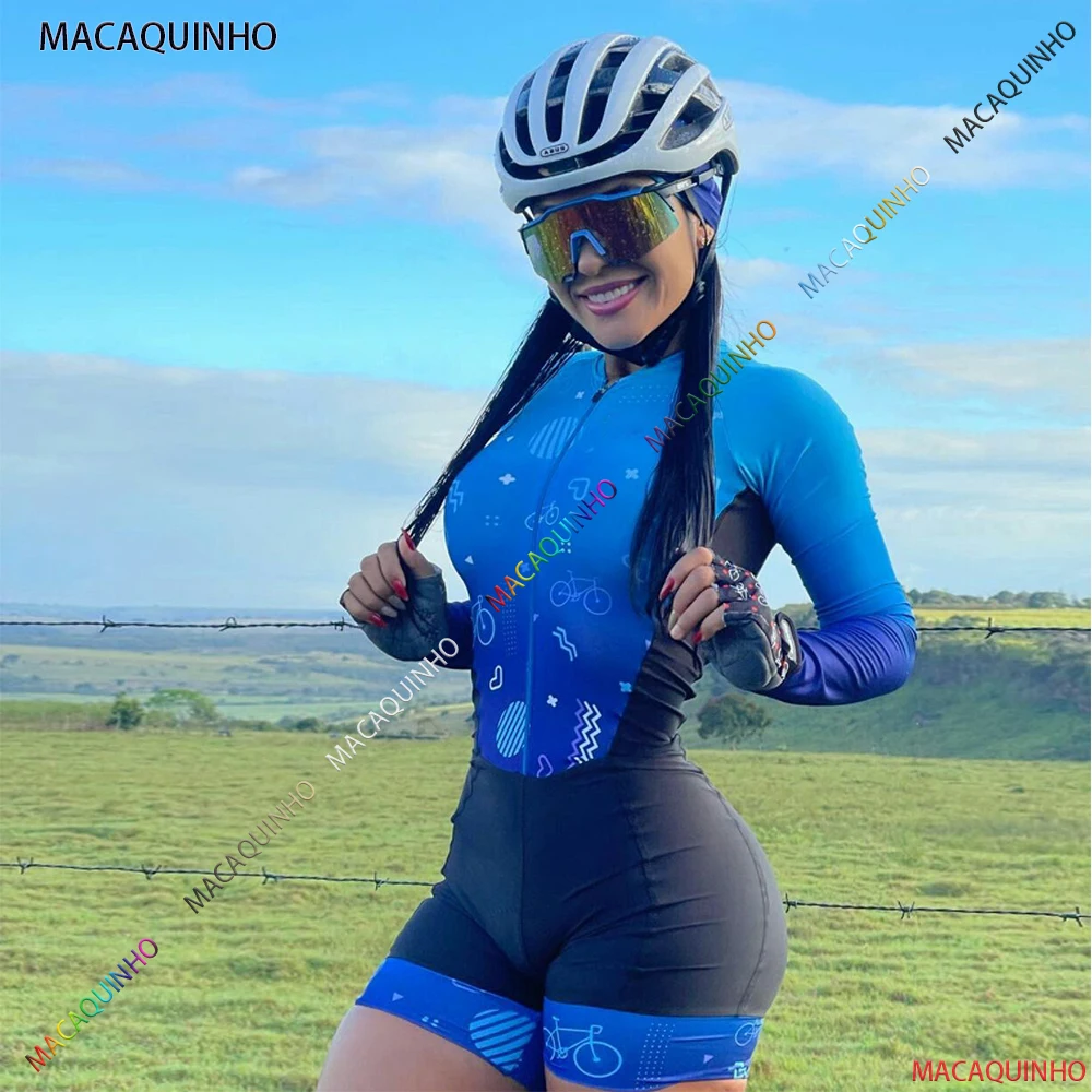 Women's Long Sleeve Cycling Jumpsuit 2022 Promotion Bicycle Triathlon Blue Overalls |