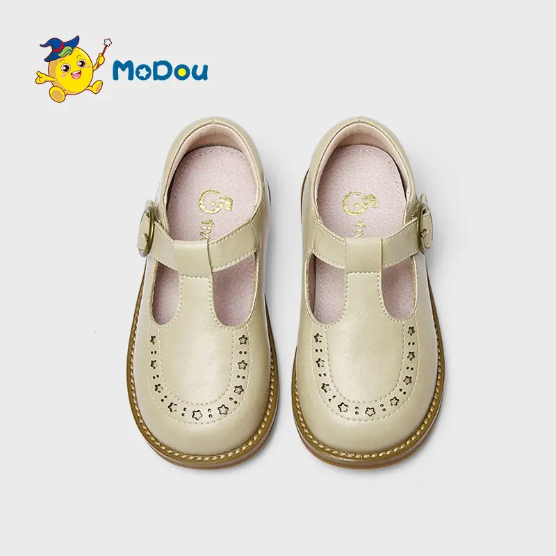 

Mo Dou Genuine Leather Girls' Mary Jane Shoes Pighide Vamp Soft Sole Retro Style Princess Shoes Kid's Performance Stage Sandals