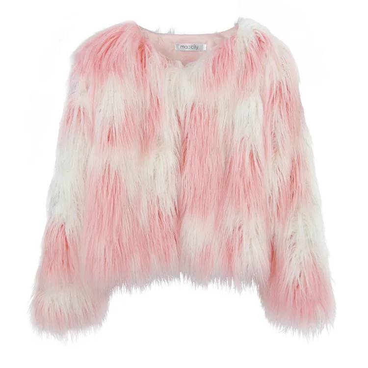 Faux fur coat tie dye wash wool women's short coat