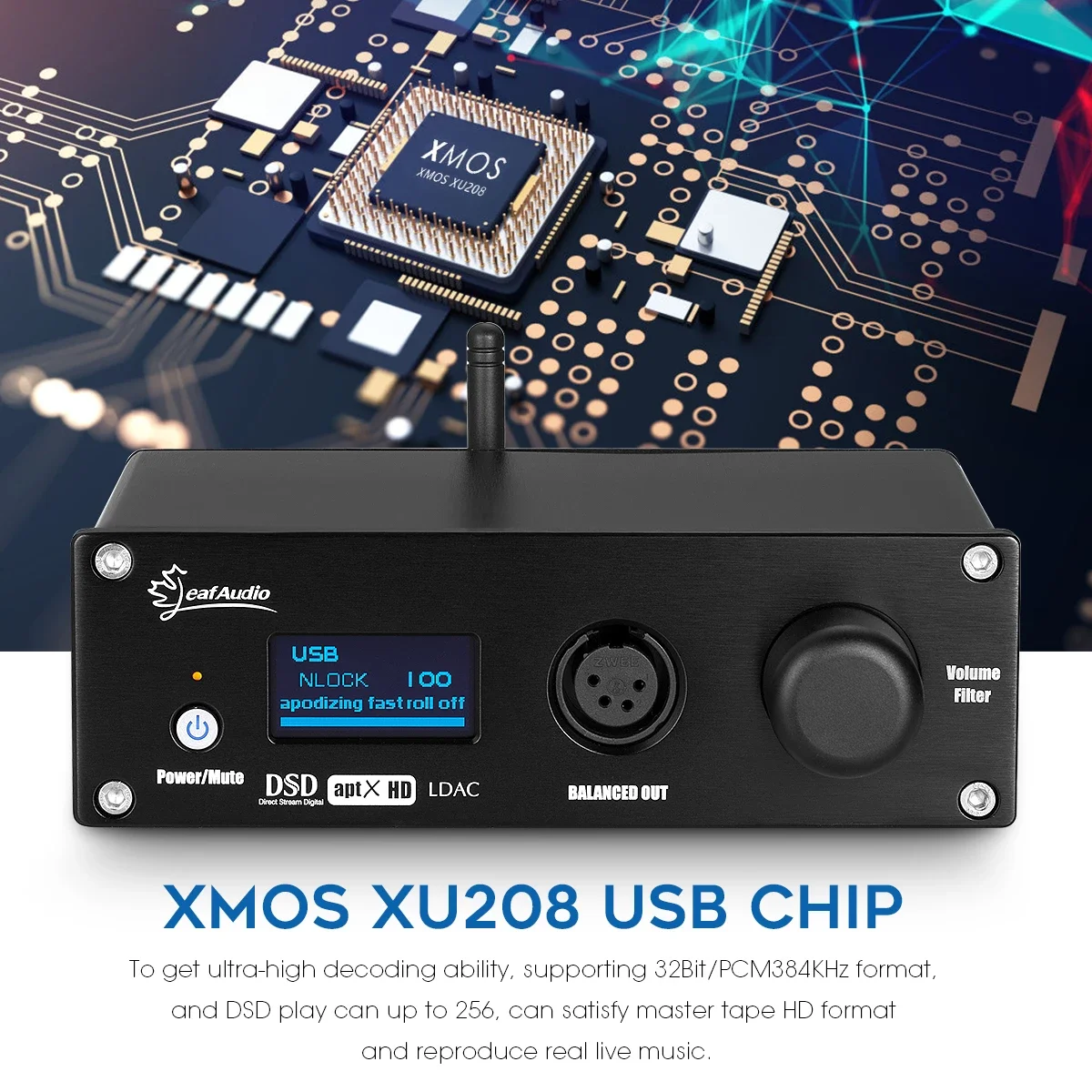 Leaf Audio USB DAC Amplifier Dual 9038Q2M Decoder CSR8675 Bluetooth 5.0 Receiver SPDIF Coaxial Optical IIS APTX-HD LDAC |