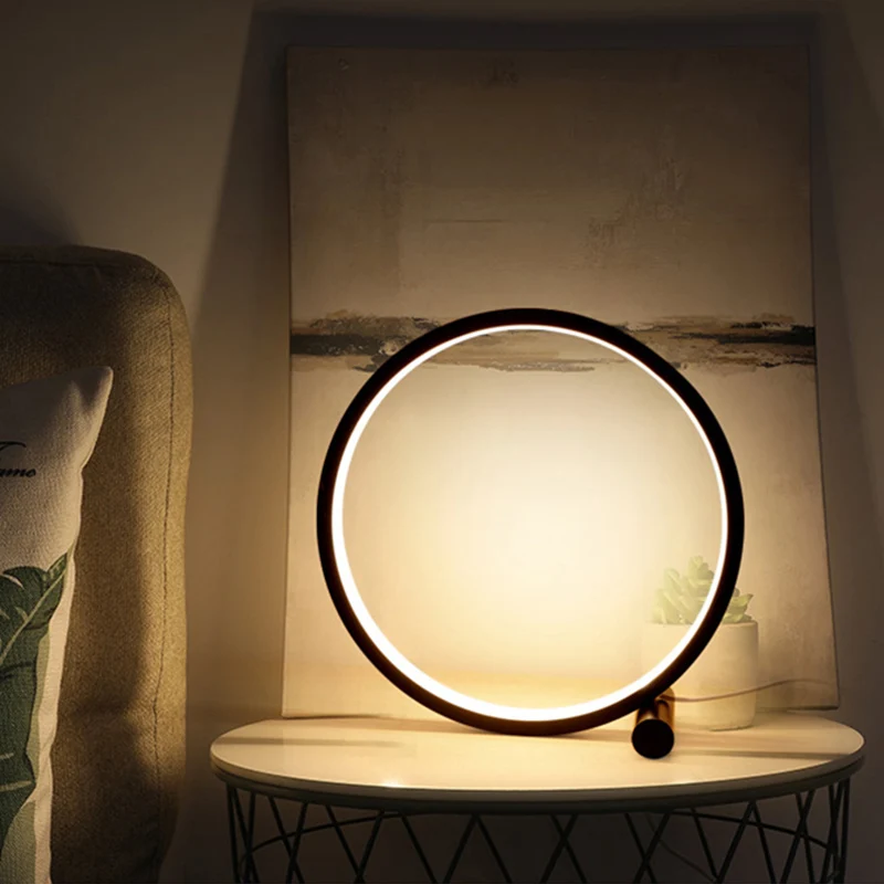 

25cm Desk Lamp Usb Touch Sensitive Dimming LED Soft Light Night Light Round Bedroom Bedside Children Reading Sleep Black White