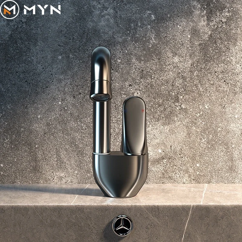 2024 высококачественный Элегантный смеситель Meiyani в виде лебедя Черный кран с