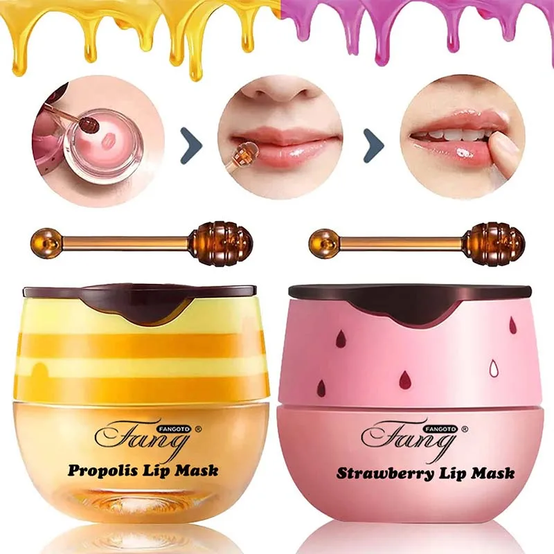 

5.5g Lip Sleep Mask Night Sleep Maintenance Moisturizing Lip Gloss Bleach Cream Nourishing Lip Care Strawberry Honey