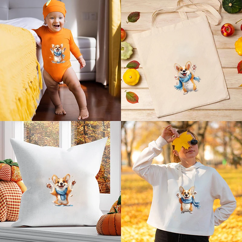 15 см акварель милый корги глажка переводная плавкая нашивка термопереносная