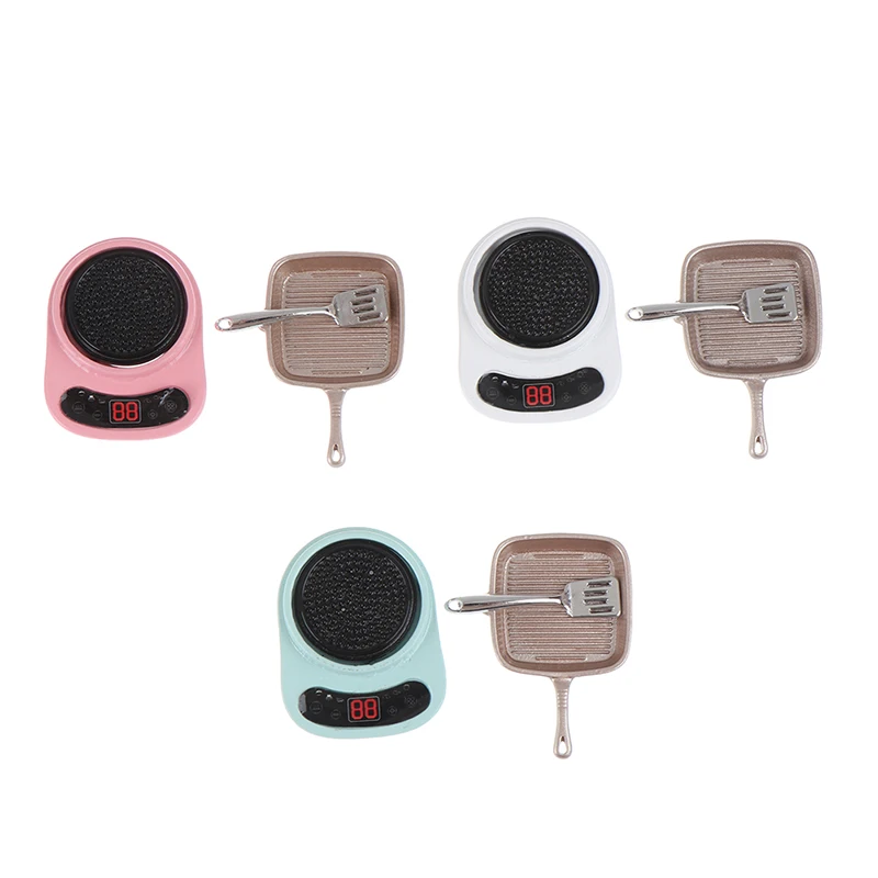 

3Pcs/Set 1:12 Dollhouse Miniature Induction Cooker Stove With Pot Spatula For Dollhouse Furniture Kitchen Dolls Play House Toys