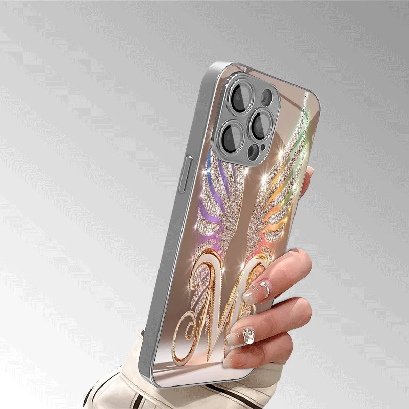 Блестящий чехол для телефона с кристаллами и крыльями ангела для iPhone 17 Pro Max  16  15  14  13  12 Pro Max  11  11 Pro с защитой от падений. (art.: 3920dd31317c8) - 3920dd31317c8