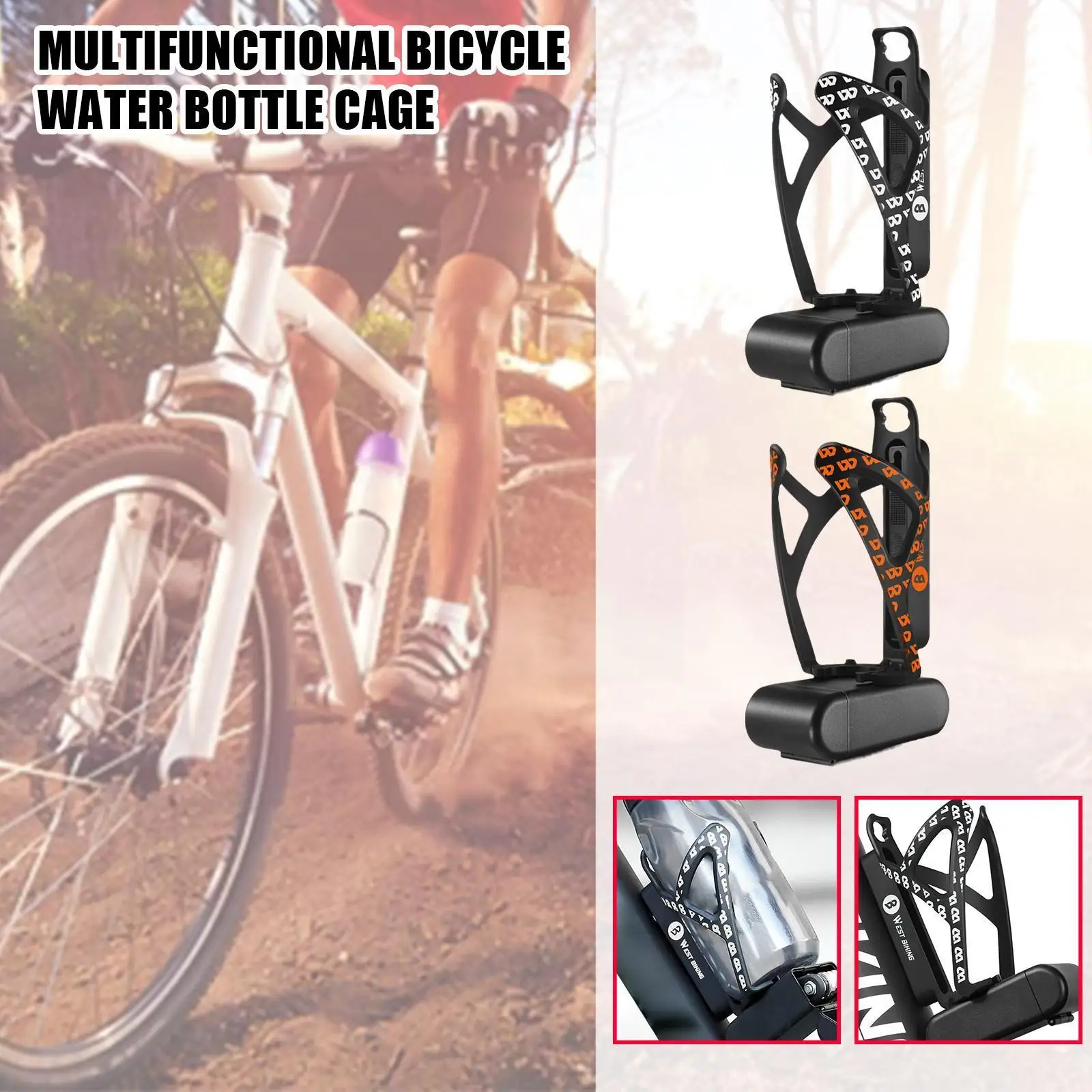 

3 In 1 Multifunctional Kettle Holder Abs Lightweight Bicycle Water Bottle Holder Cages Drink Rack For Bike Road Mtb 2 Color N2a8