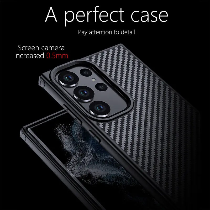 

Real Carbon Fiber Magnetic for Magsafe Phone Case Soft Frame Wireless Charge Hard Back Cover For Samsung Galaxy S23 Ultra Plus