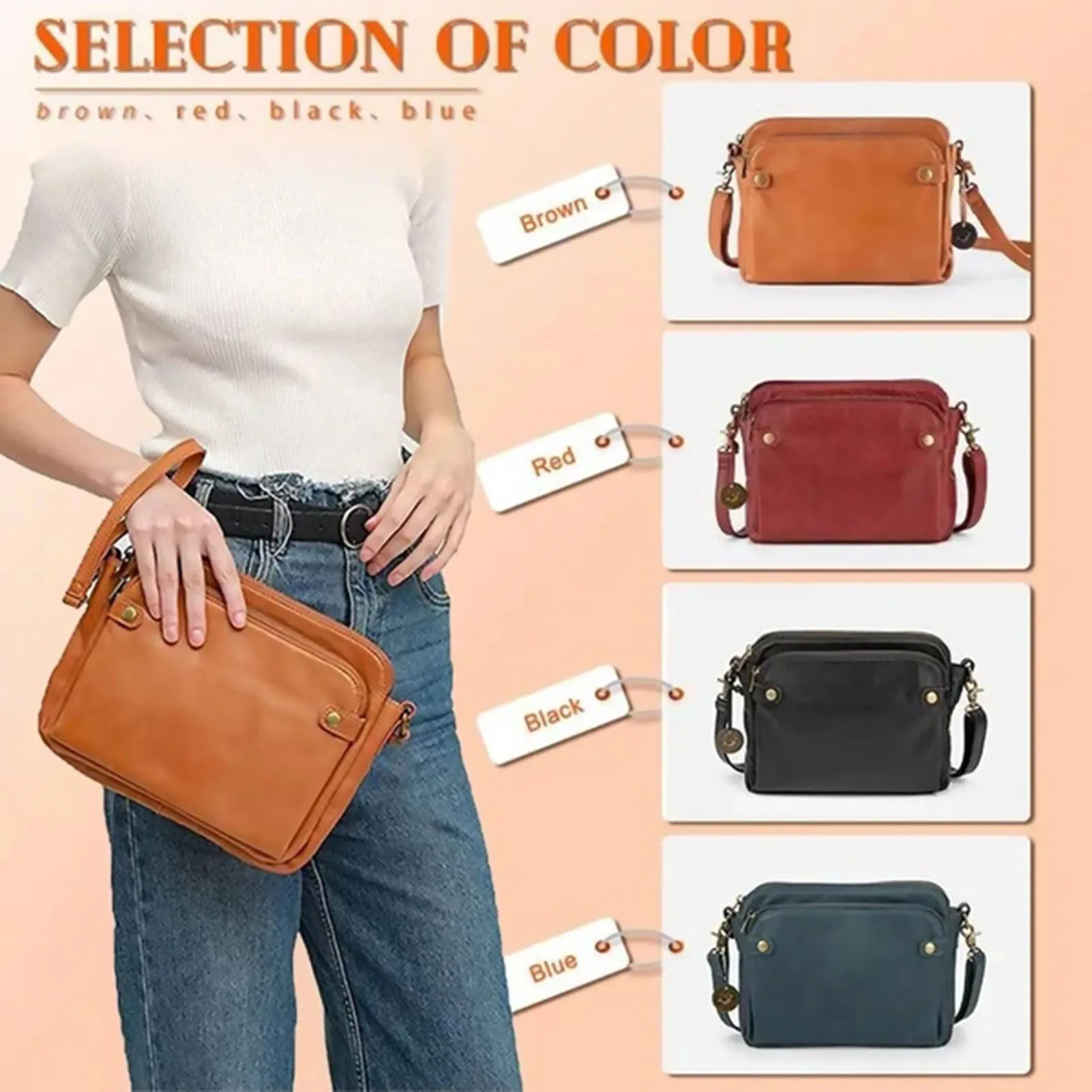 

2022 Women Crossbody PU Leather Shoulder Bags Women's Casual Elagant Luxury Ladies Multi Layers Clutches Female Multi-Pocket Zip