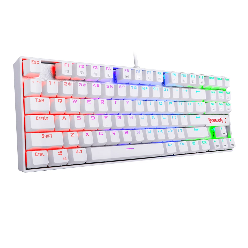 Механическая игровая клавиатура Redragon K552 с RGB-подсветкой, компактная TKL Проводная USB клавиатура с 87 клавишами, не затухает, с алюминиевым синим переключателем