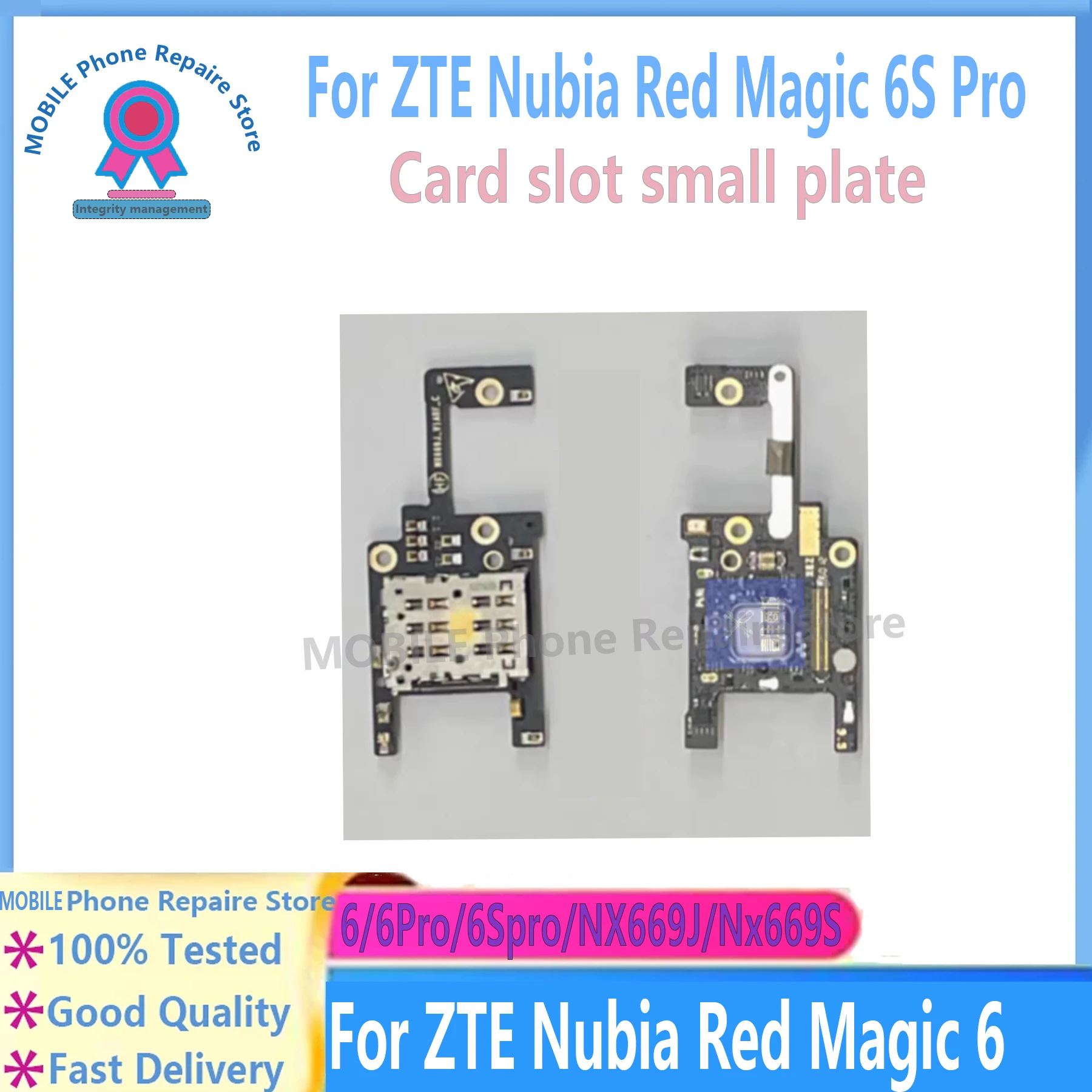 Фото Для ZTE Nubia Red Magic 6 6S 6Pro 6S Pro устройство чтения SIM-карт микрофон гибкий кабель замена OEM №1