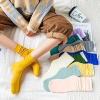 new harajuku womens socks colorful mid tube stockings candy cute girl spring and summer solid color socks korean thin socks